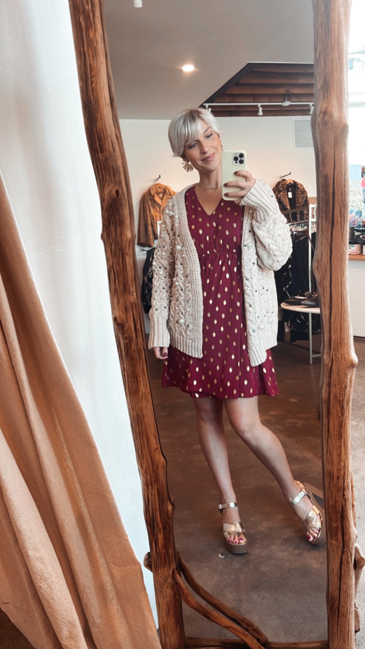 Kayla Twist Knitted Cardigan W/Pearl Detail