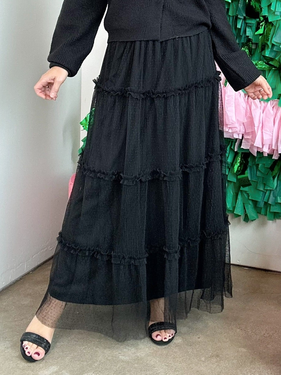 Charlotte Polkadot Tulle Midi Skirt