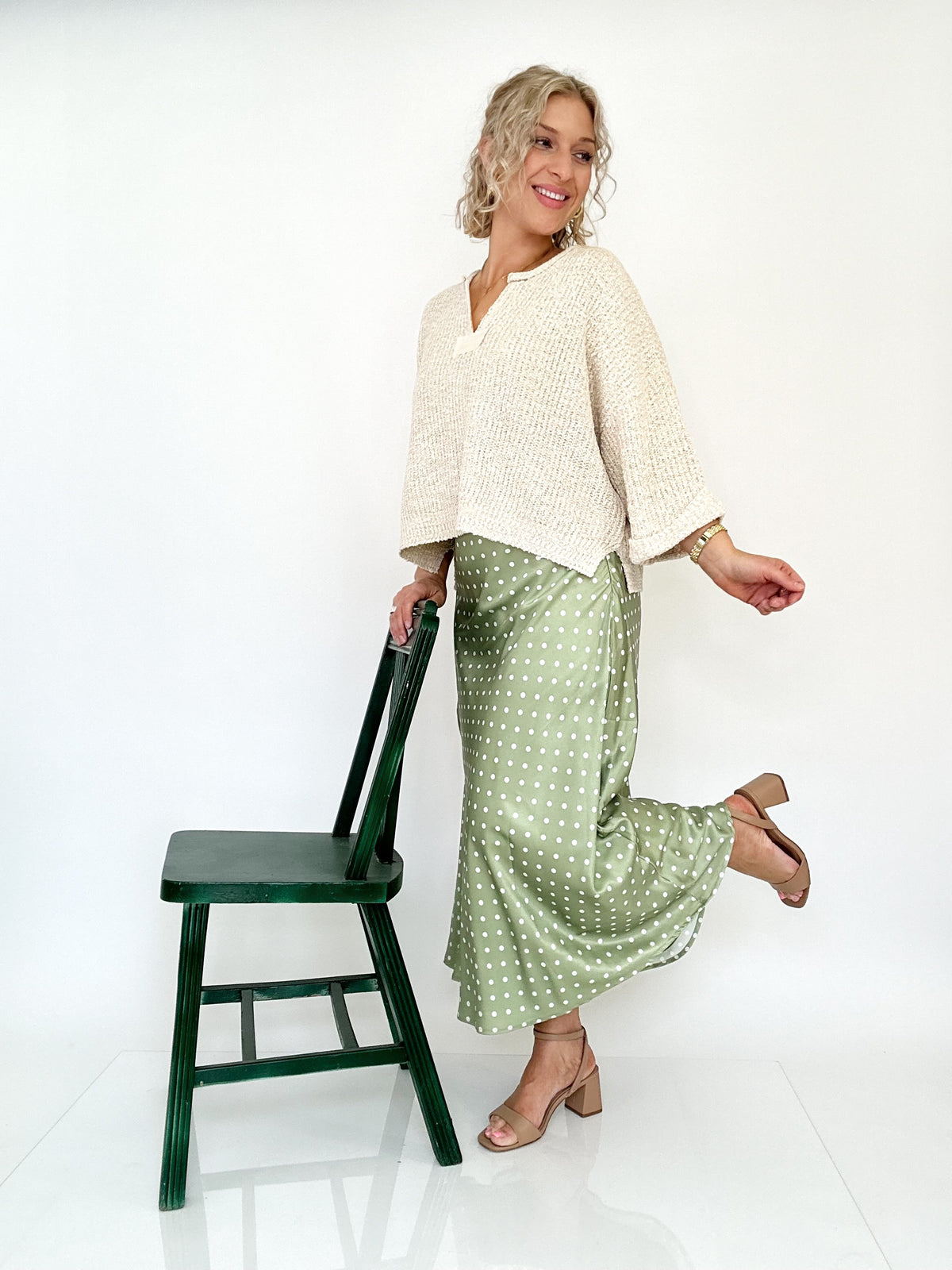Carla Satin Polka Dot Maxi Dress