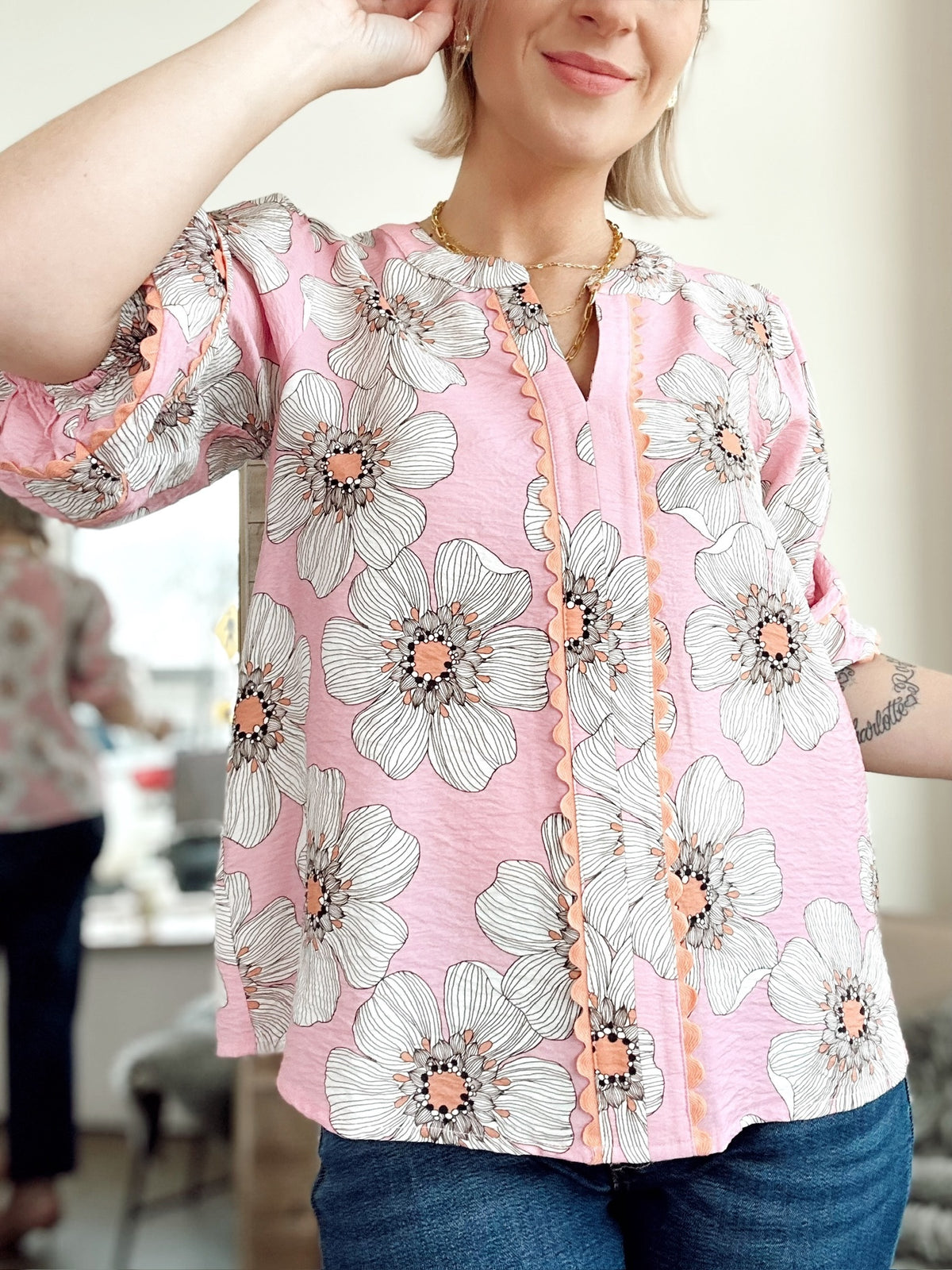 Carmella Floral Blouse Peony Pink Multi