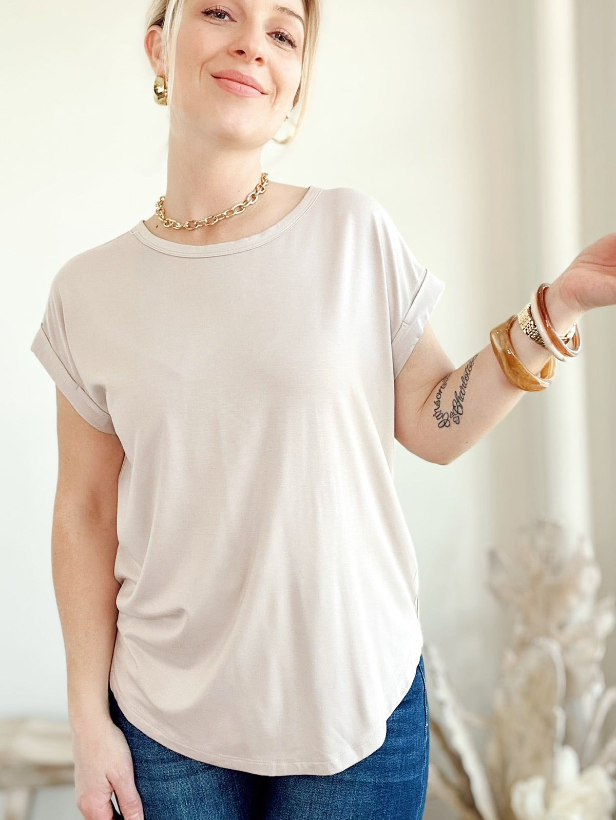 Presley Bamboo/Modal T-Shirt Stone