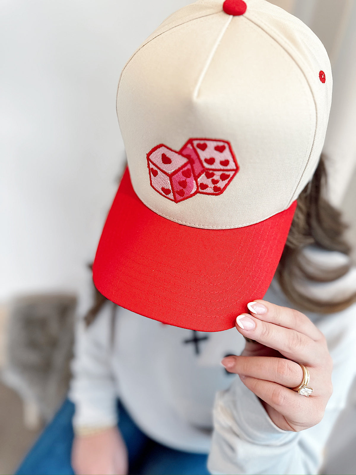 Love Dice Trucker Hat Red