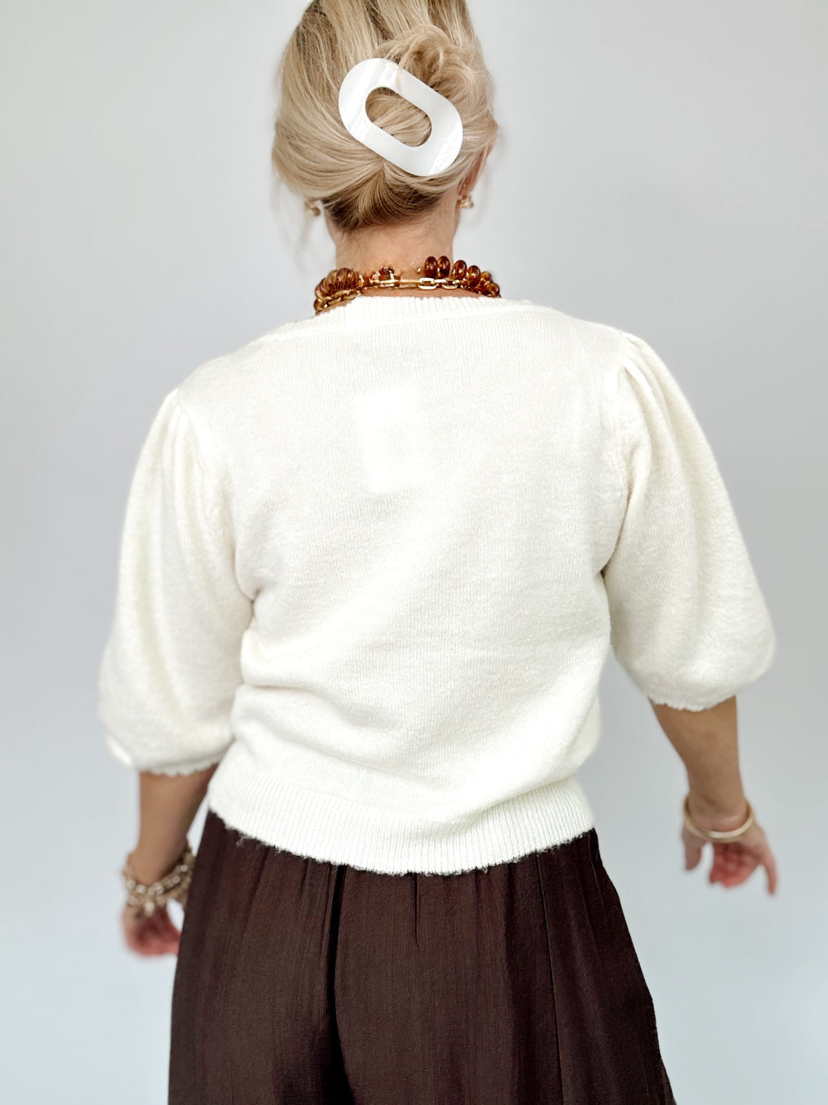Ginny Puff Sleeve Sweater Cardigan