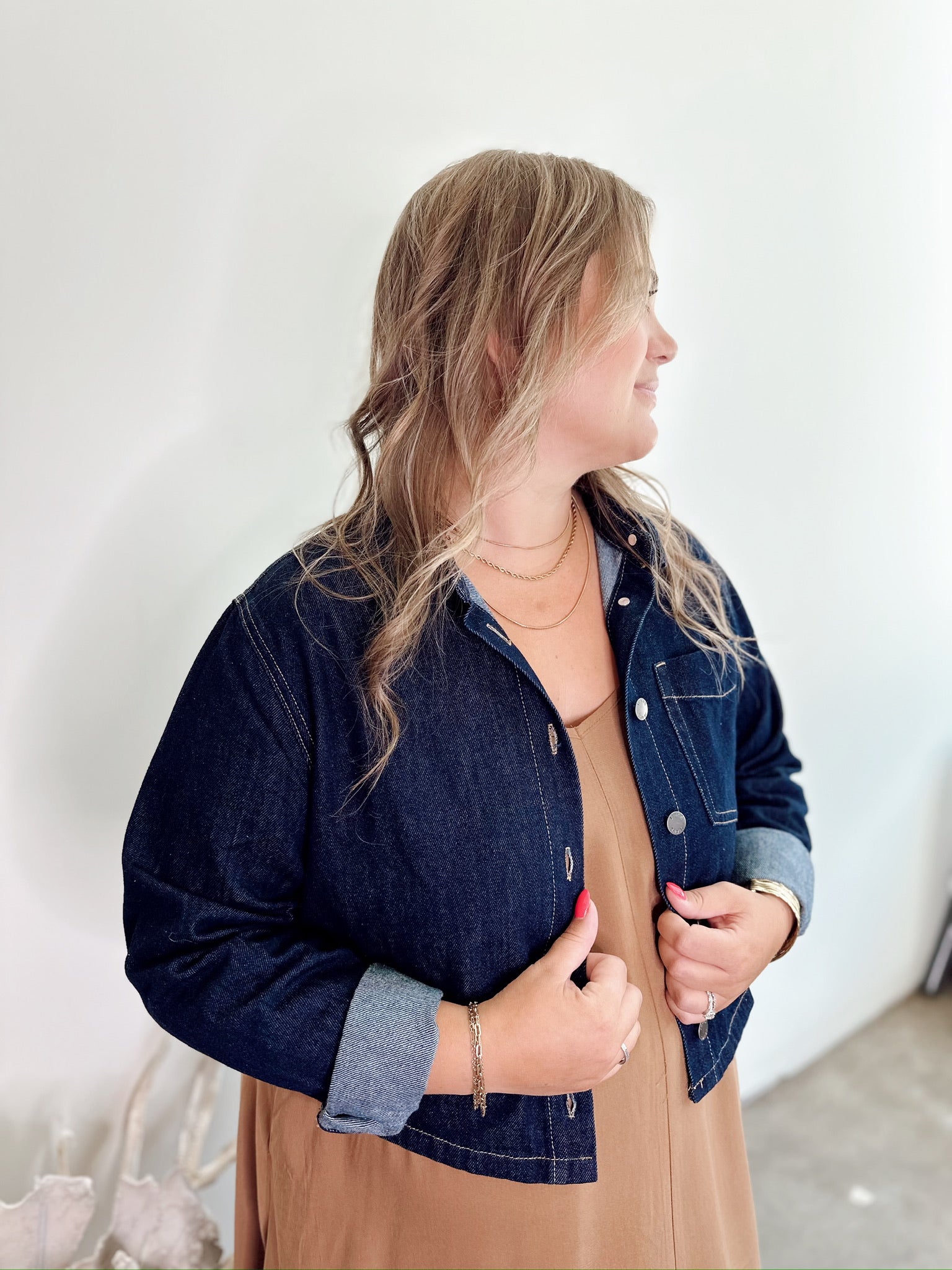 Daisy Crop Denim Shacket