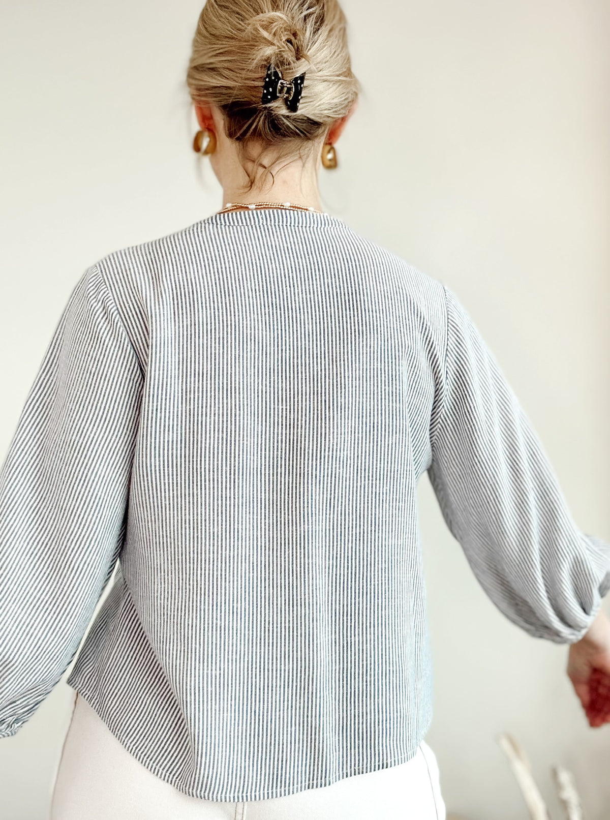 Olivia Peasant Blouse Denim