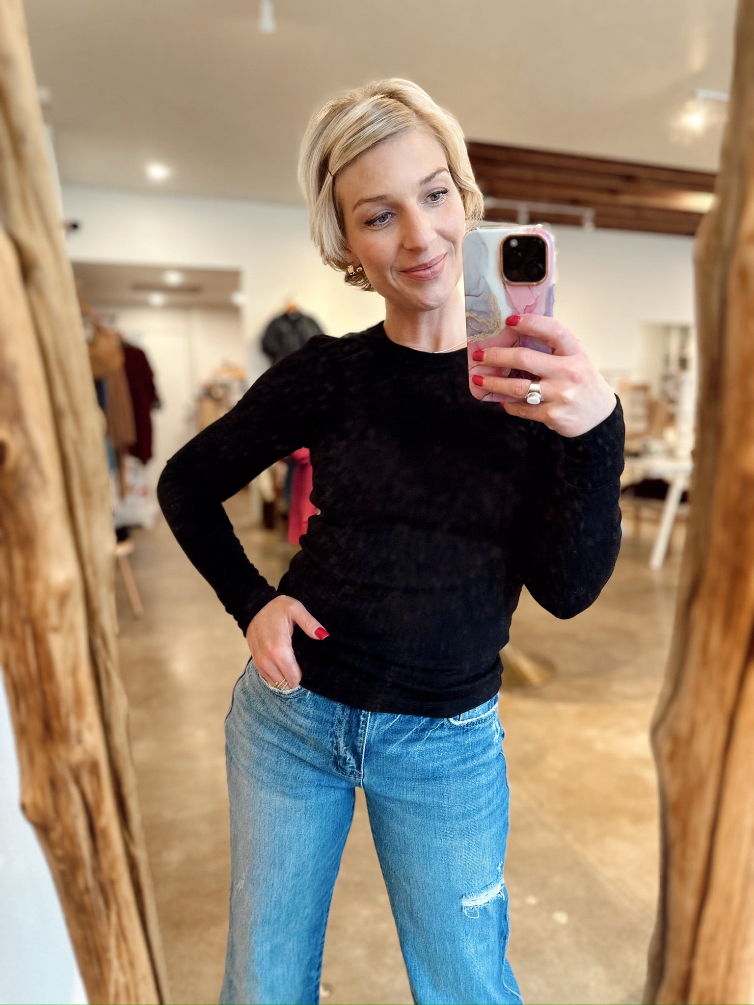 Callista Long Sleeve Top Black