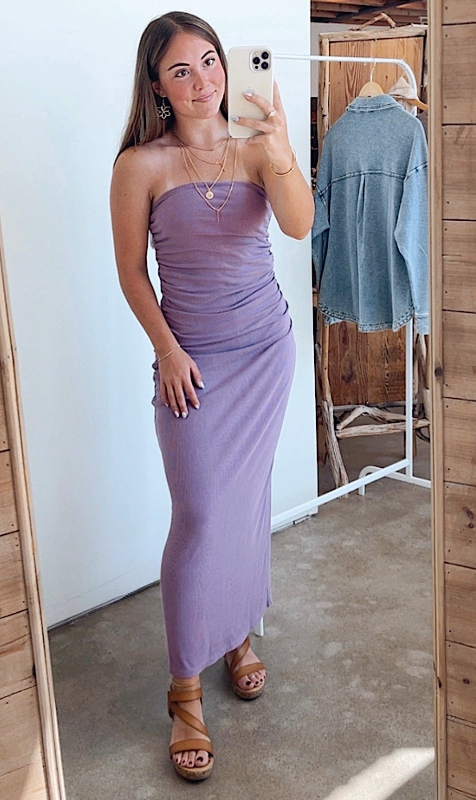 Christina Ribbed Midi Tube Dress Iris