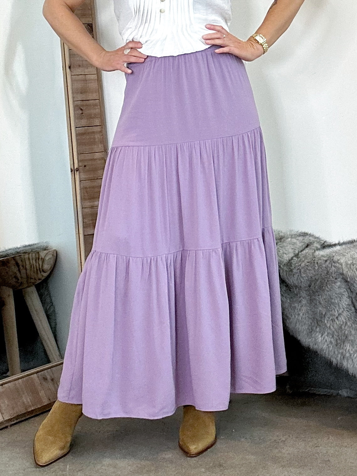 Lucy Tiered Maxi Skirt Iris