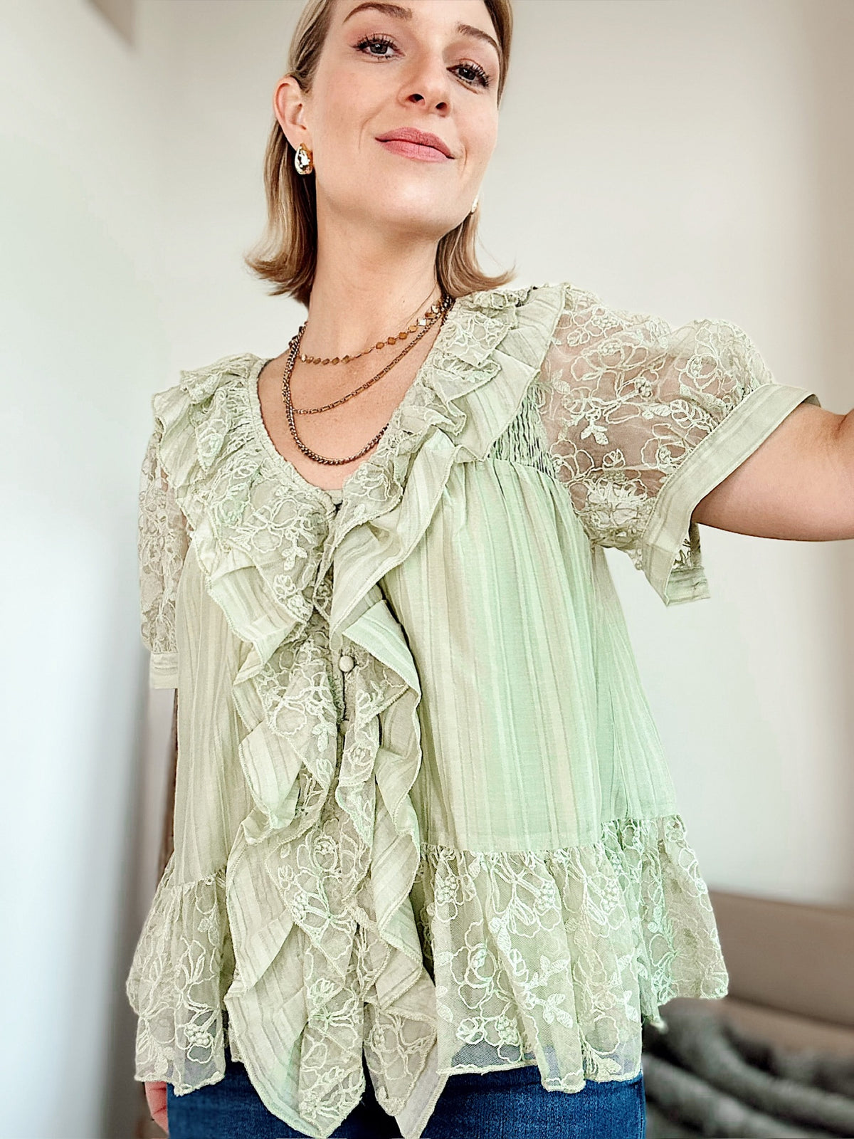 Mercy Peplum Blouse Pistachio