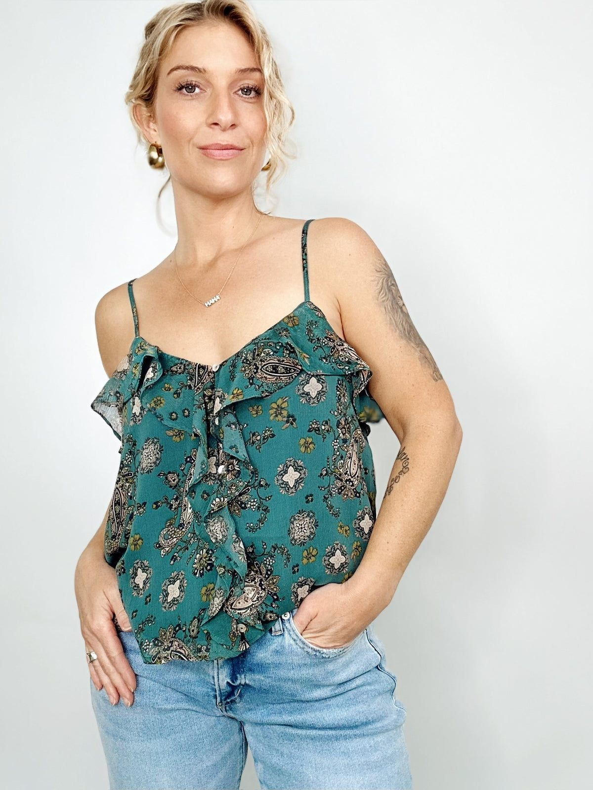 Melody Paisley Ruffled Cami Top