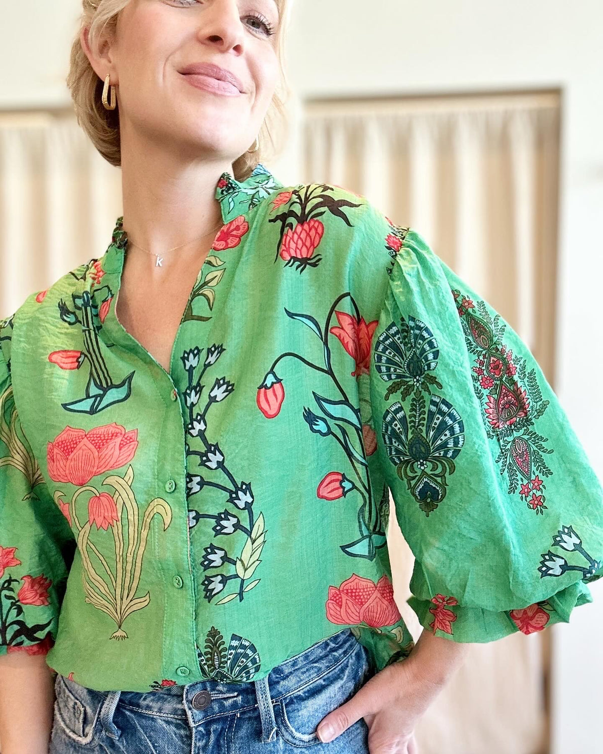 Eden Printed Top Green