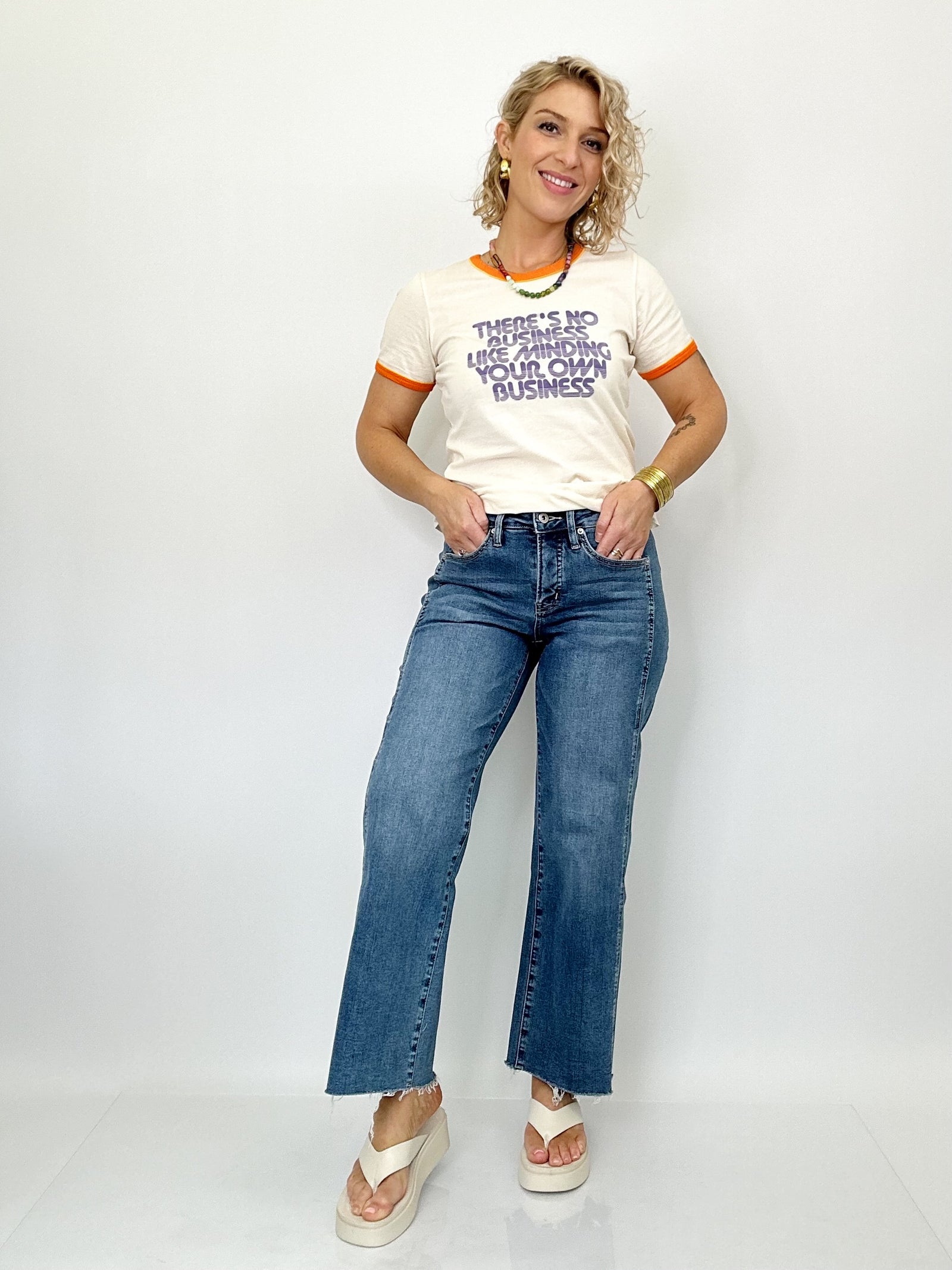 Ella Mid Rise Straight Crop Loose Fit Jeans