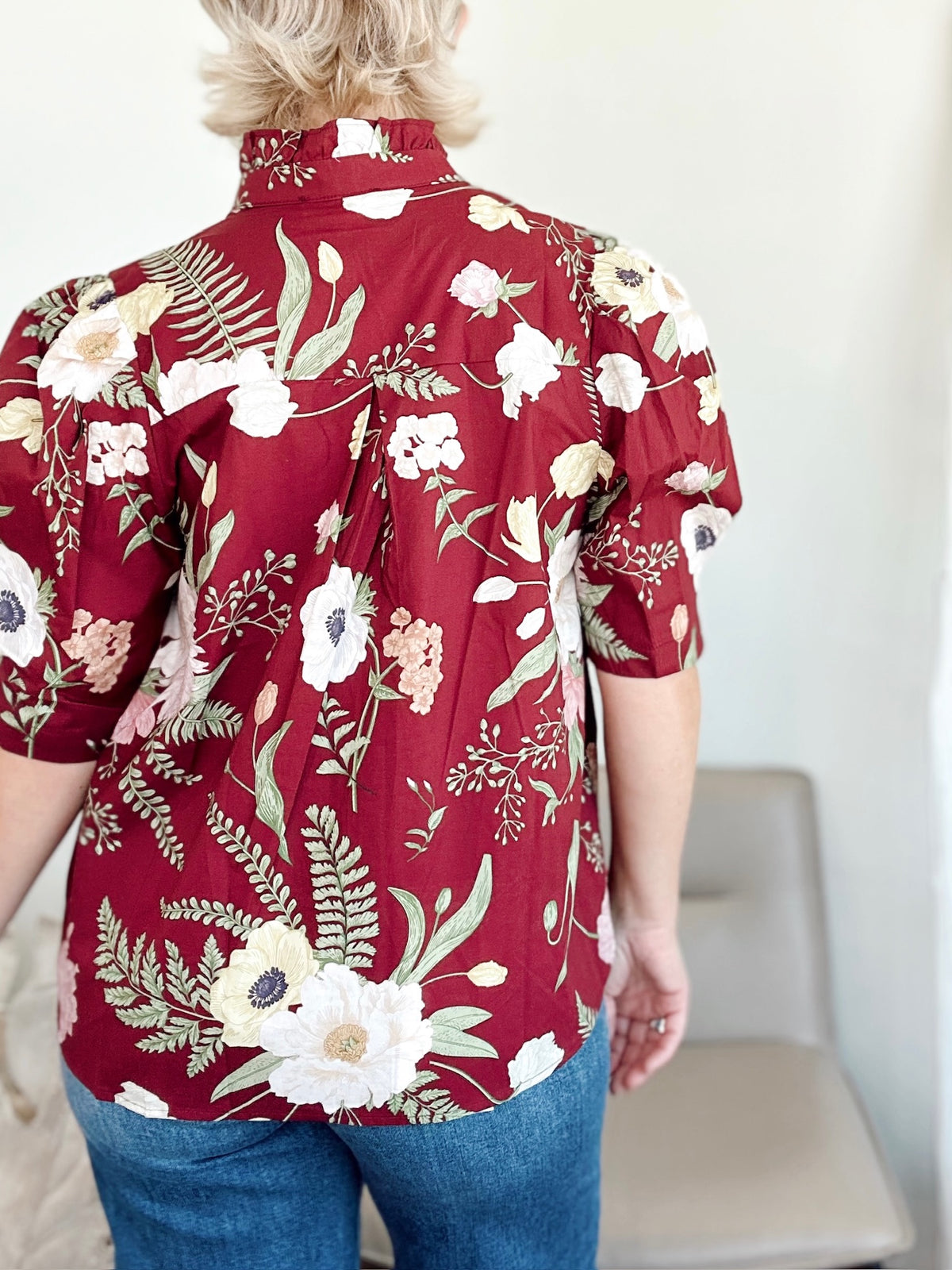 Tracy Floral Blouse Merlot