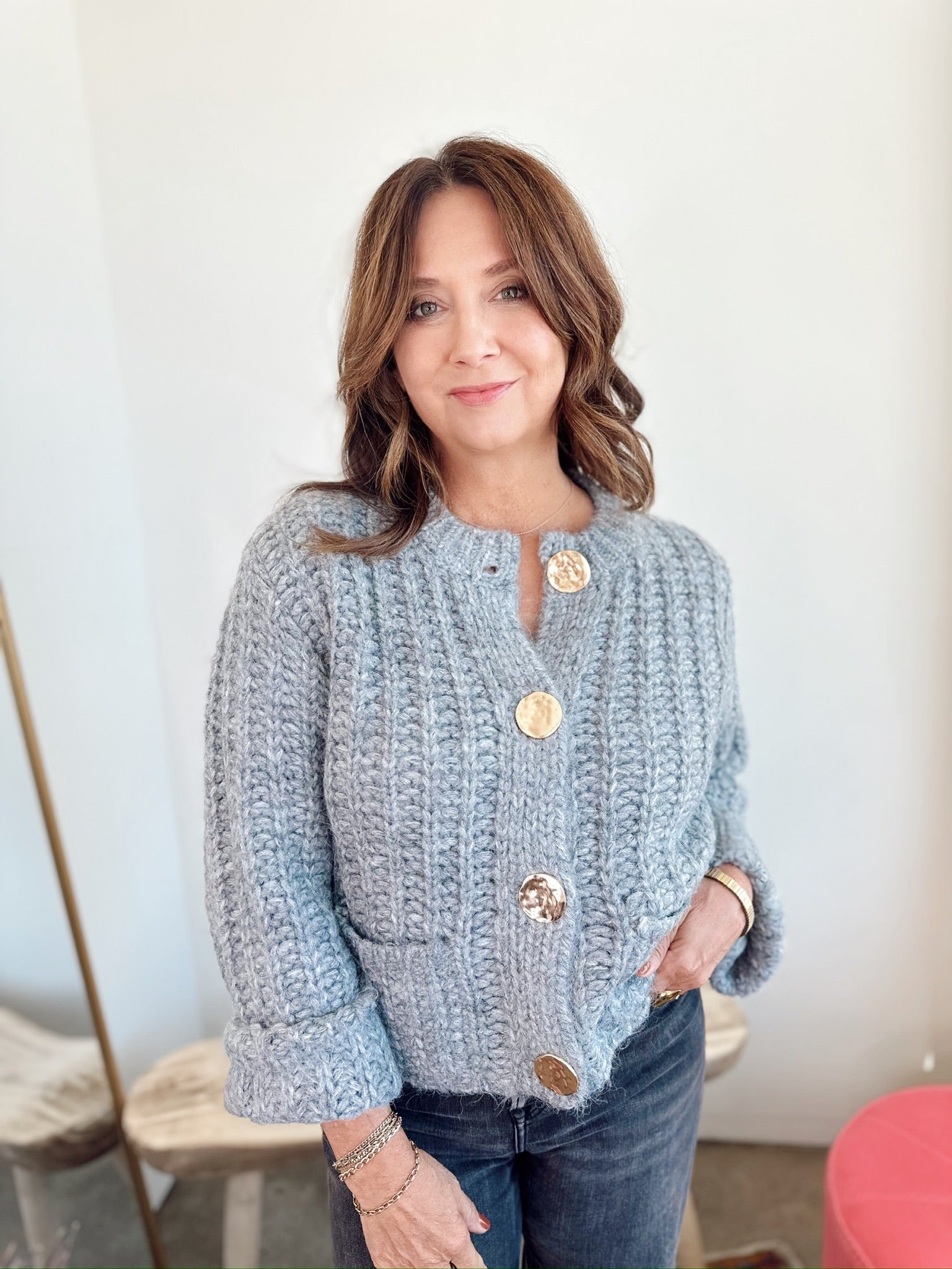 Annalise Chunky Knit Cardigan H. Grey