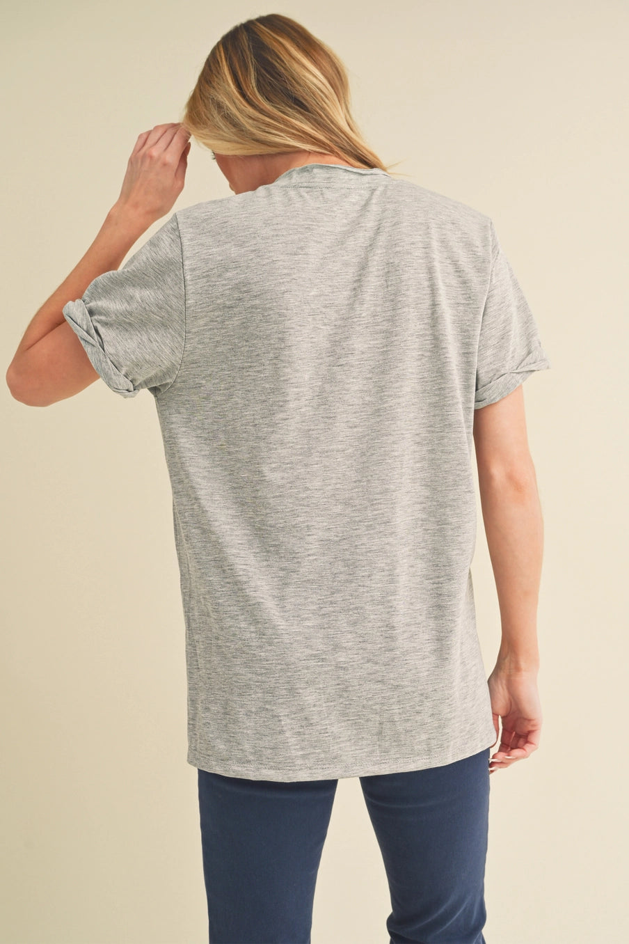 Sydney V-neck Short Sleeve Top Heather Gray