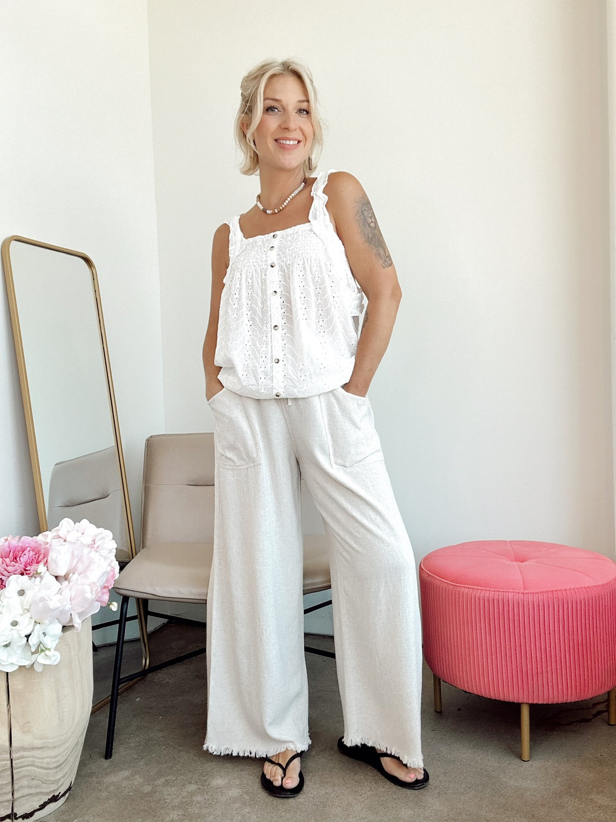 Rhonda  Eyelet Ruffle Tank