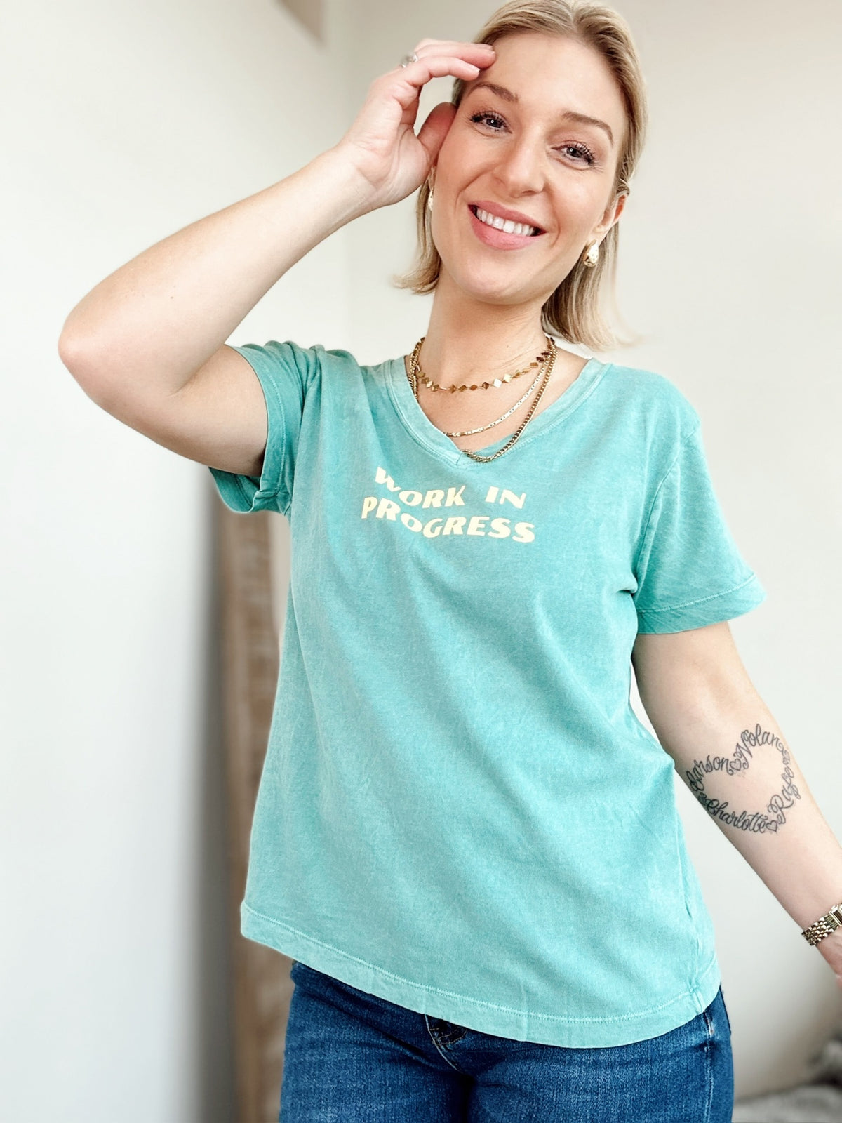 Work In Progress V-neck Graphic Tee