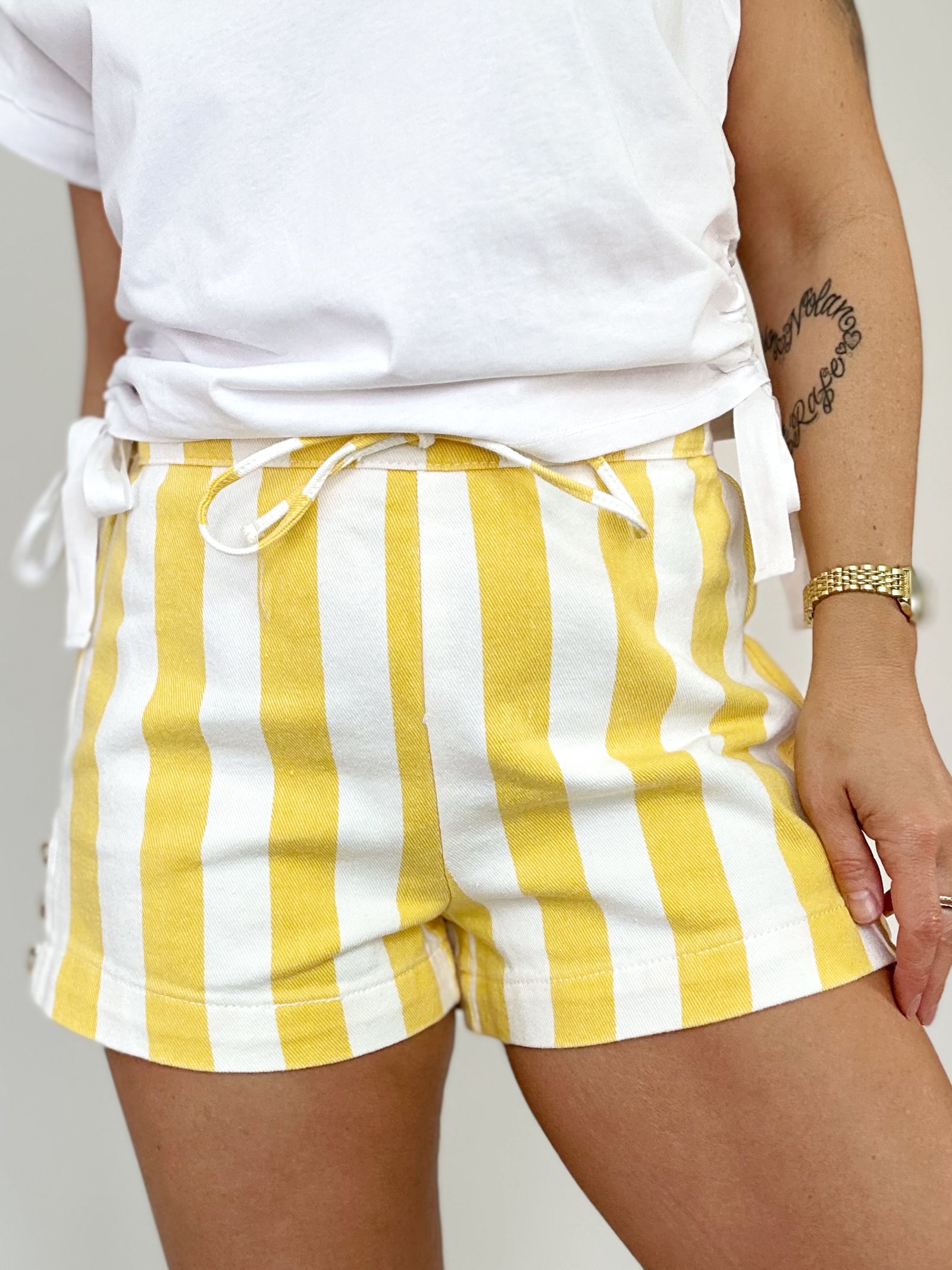 Jordan Striped Denim Shorts Lemon/White