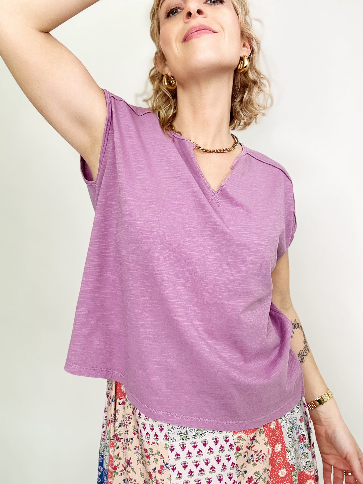 Terri Oversize Slub Tee Dahlia