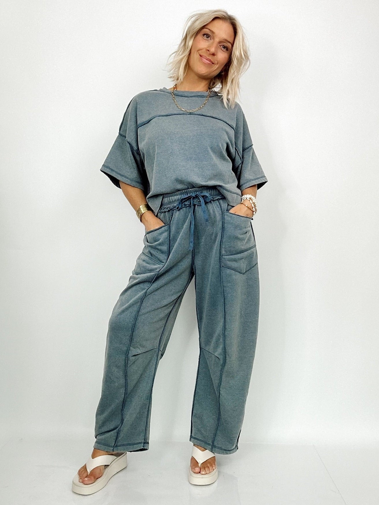 Tracy Barrel Pants & Top Set Denim Blue