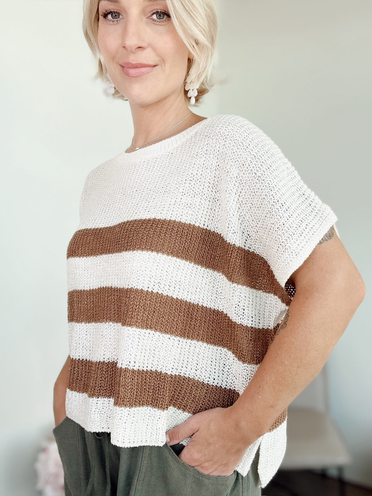 Marsha Striped Sweater Mocha Mousse