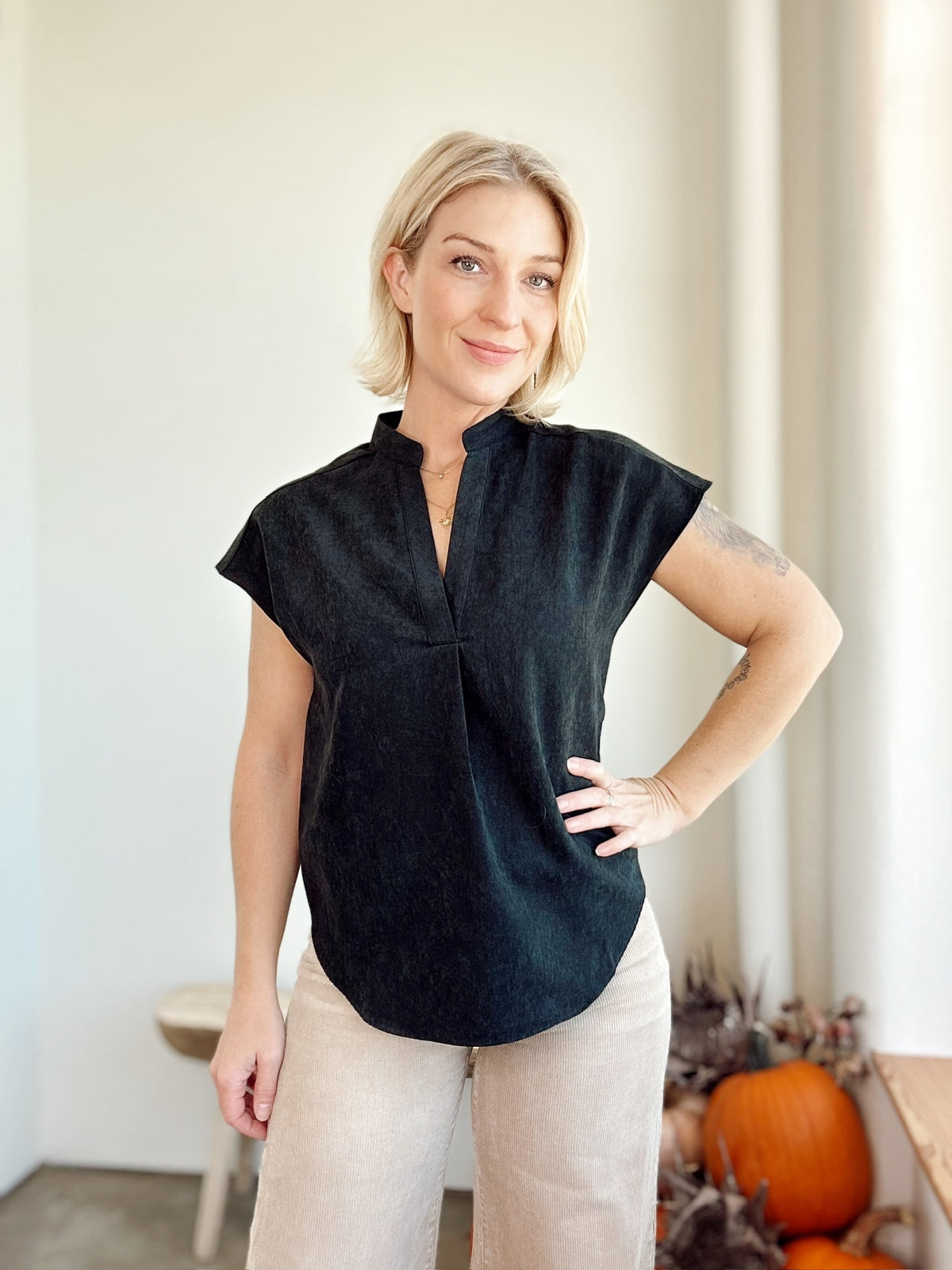 Marley Suede Blouse Black