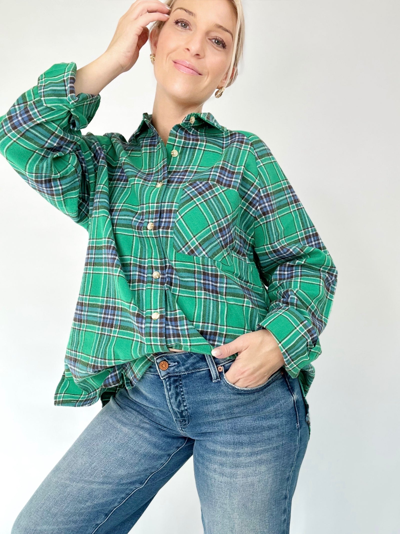 Miley Oversized Plaid Button Down Shirt