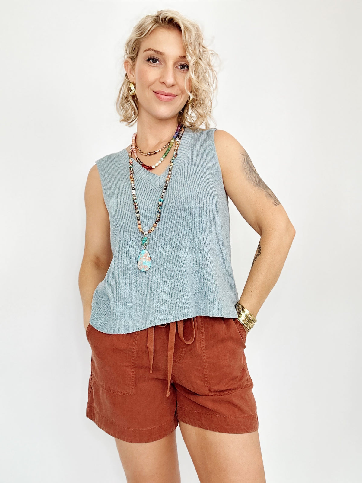 Helen Knit Tank Top Denim