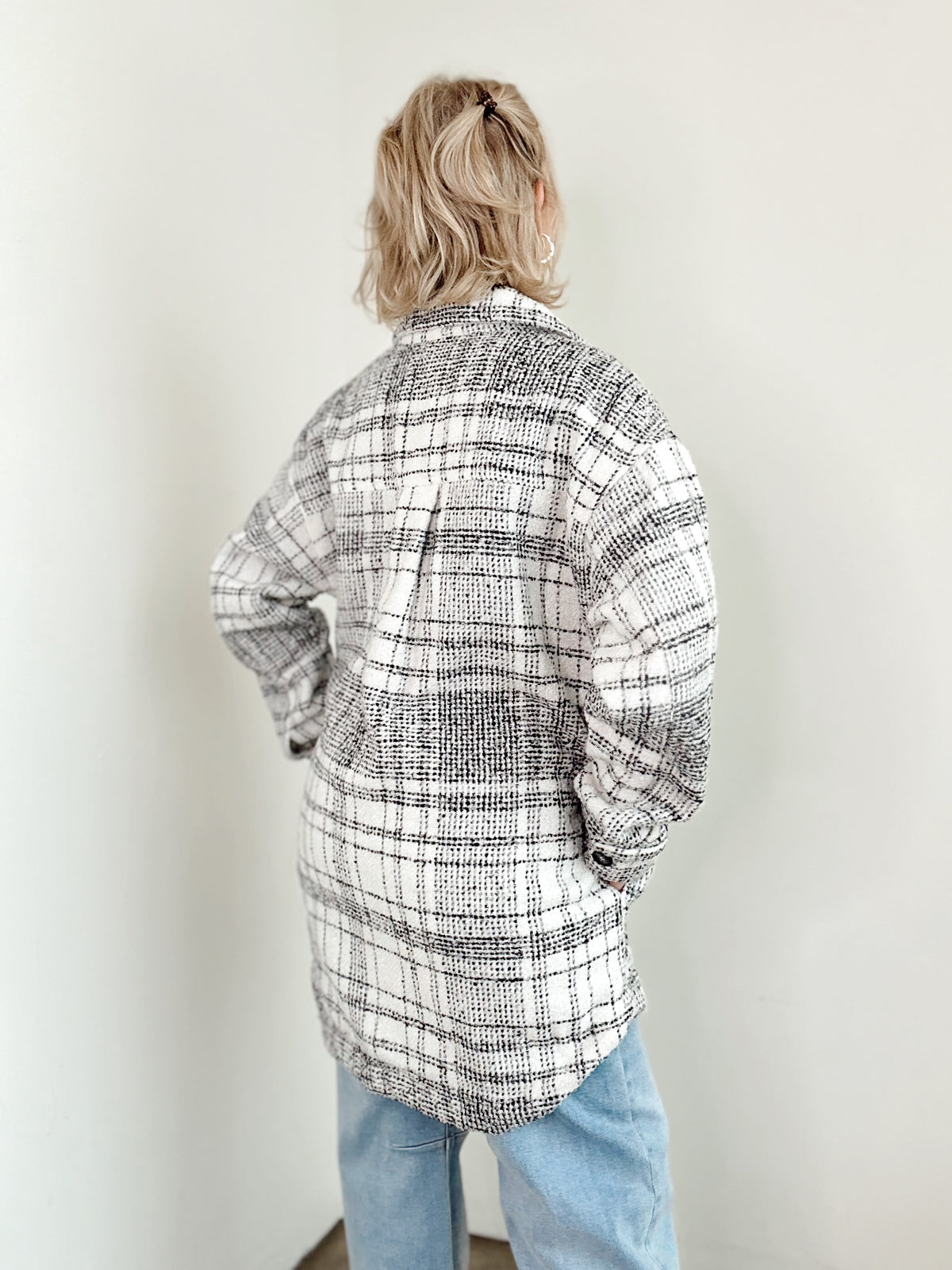 Maya Plaid Shirt Jacket Black/White