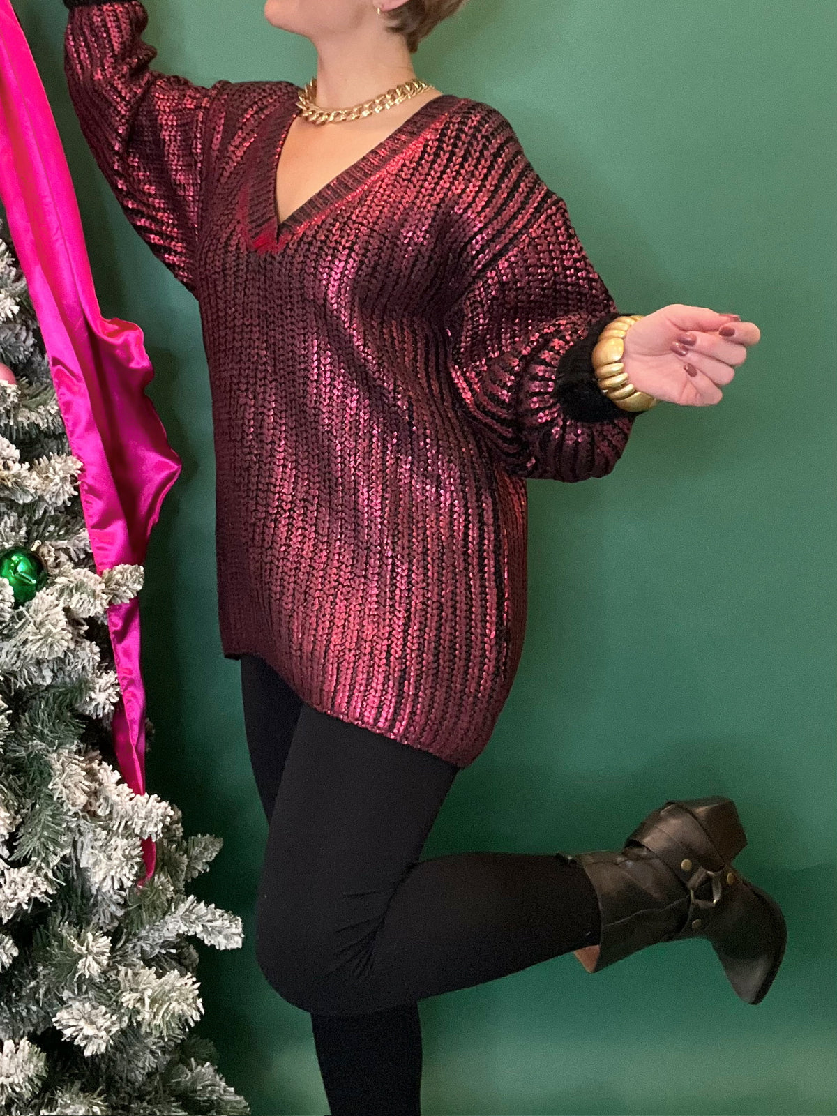 Kaitlyn Metallic Sweater Top