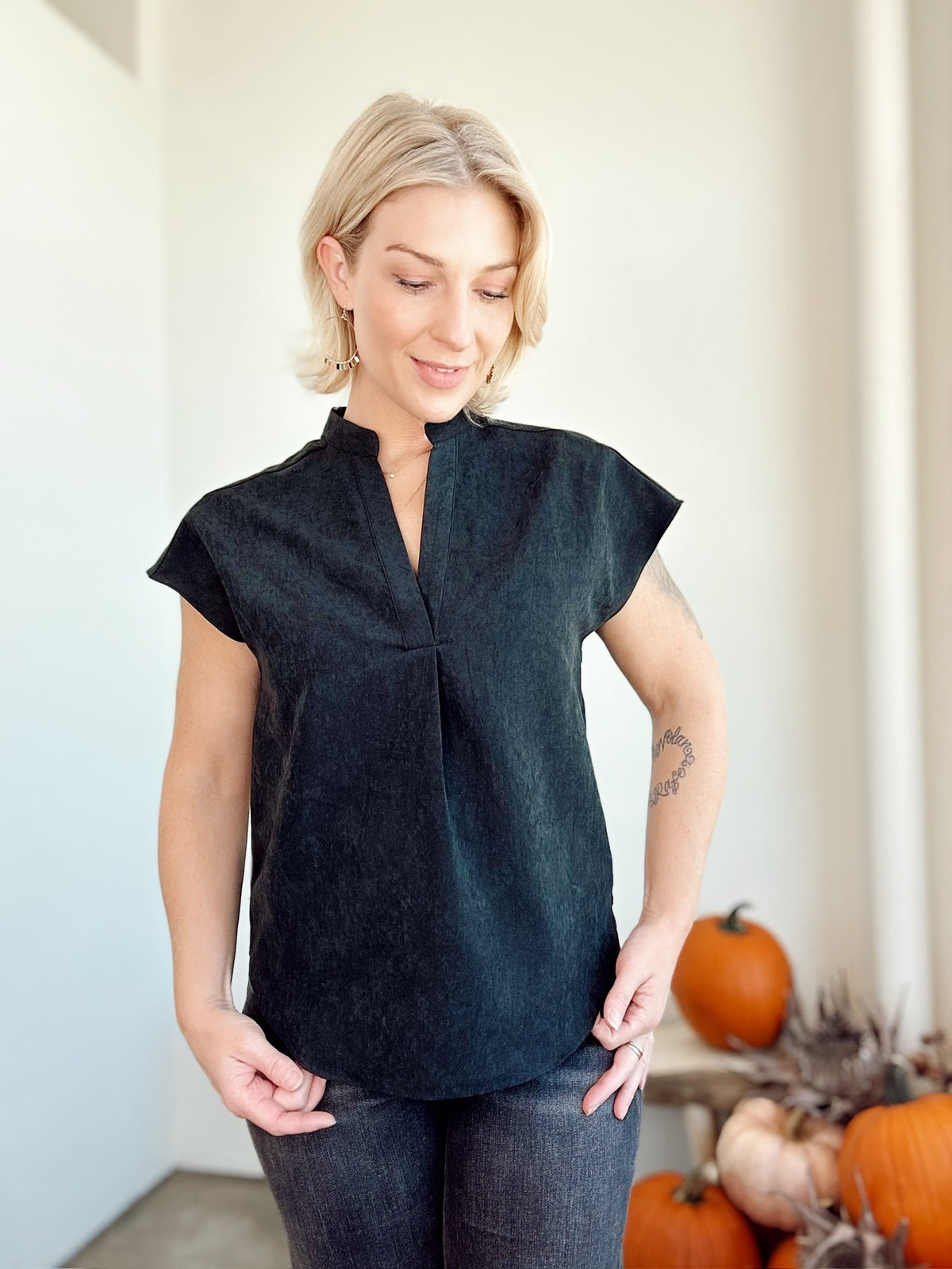 Marley Suede Blouse Black