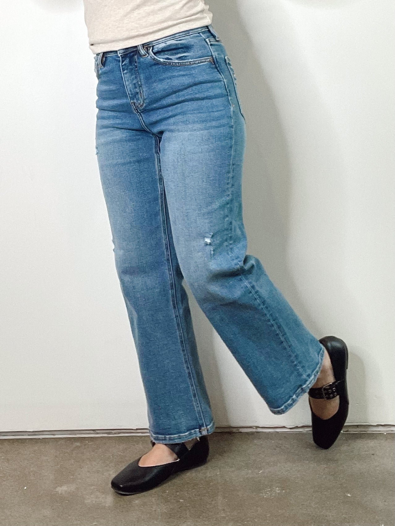 Carly High Rise Ankle Wide Jeans