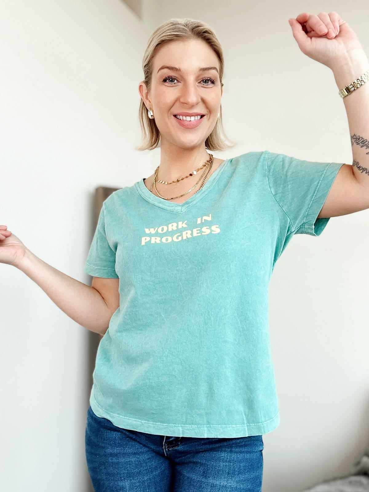 Work In Progress V-neck Graphic Tee