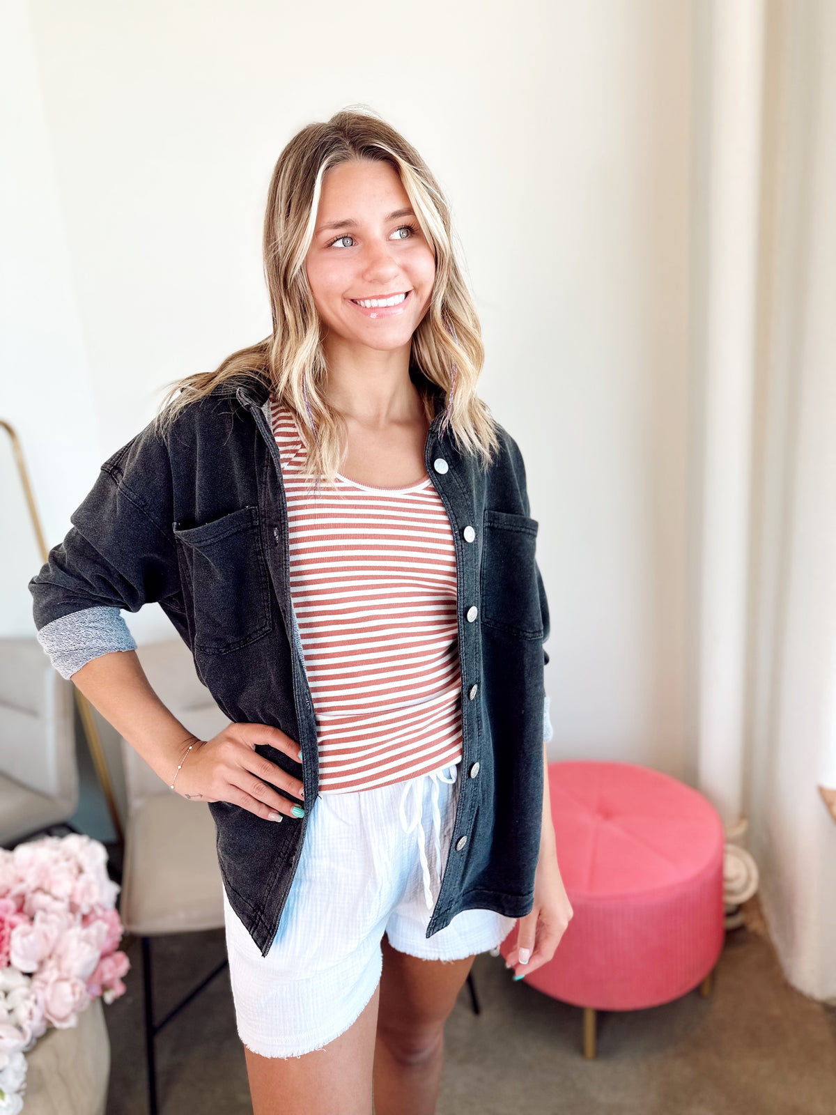 Harper Fleece Oversized Shacket Charcoal