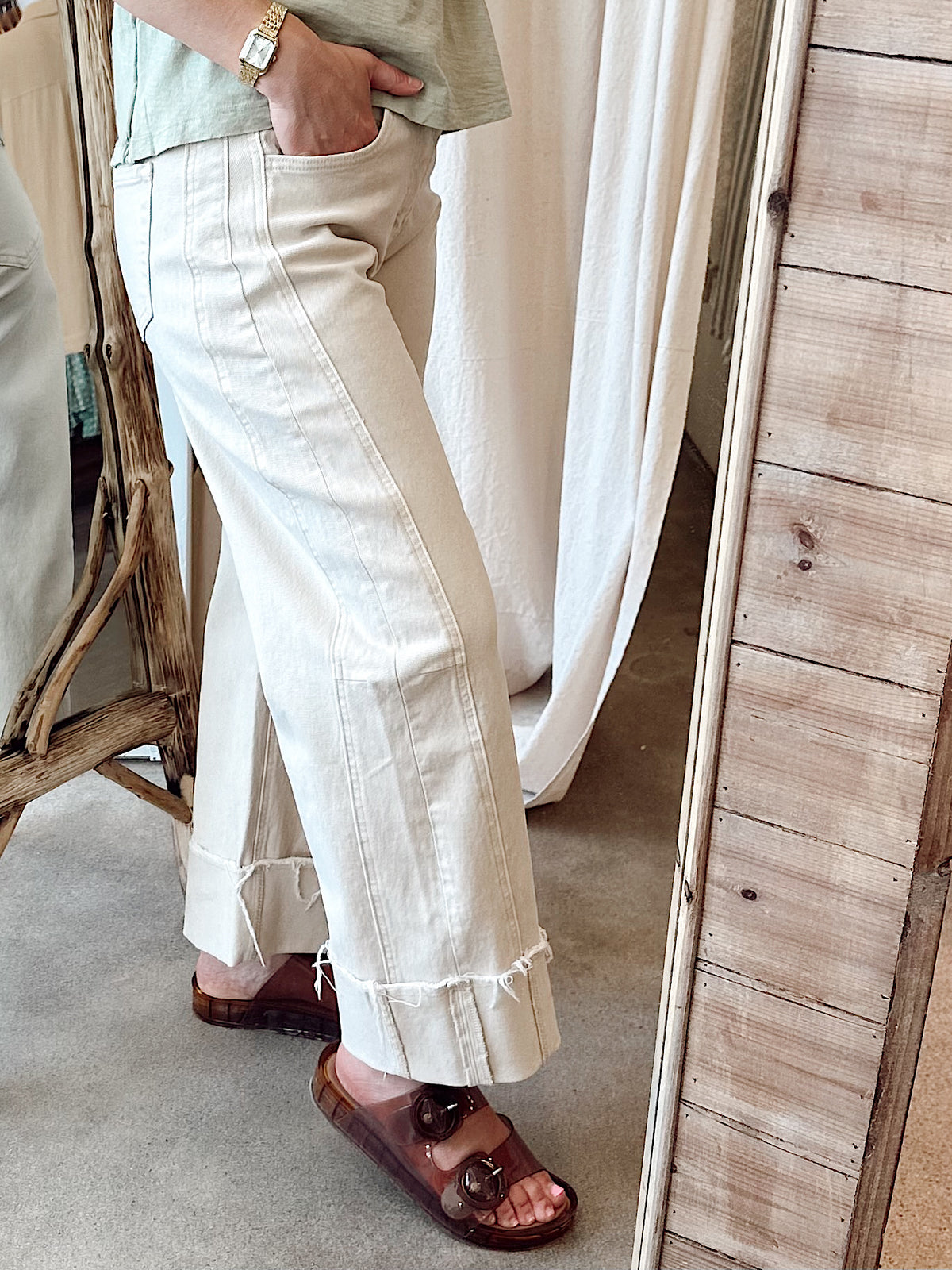 Beth High Rise Crop Cuffed Barrel Jeans