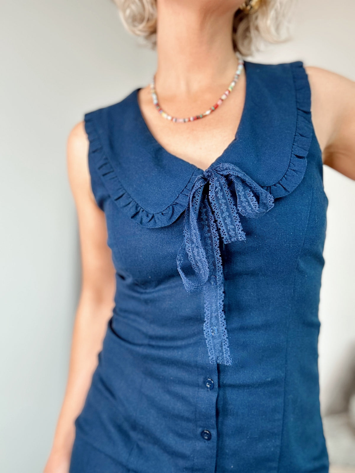 Jennifer Sailor Neck Tie Mini Dress