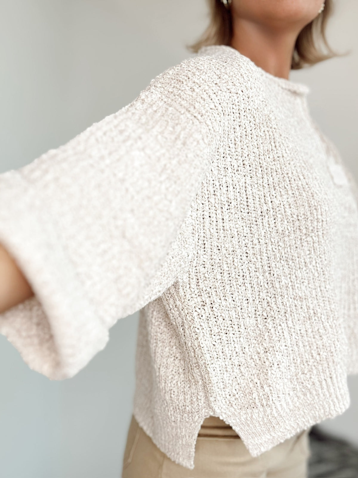 Clara Cropped Sweater Oatmeal
