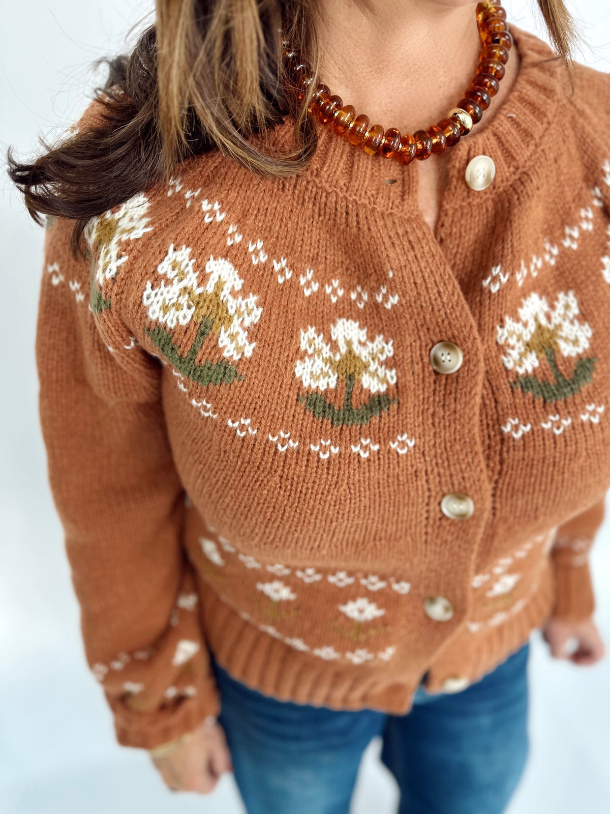Chantel Flower Button Down Sweater Cardigan