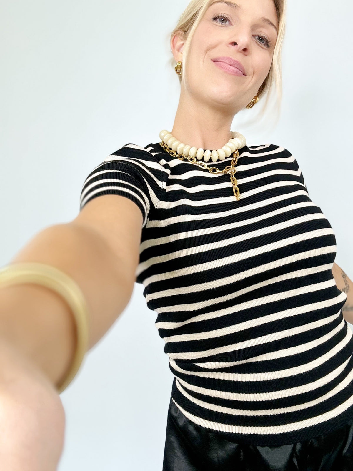 Carmen Striped Sweater Black
