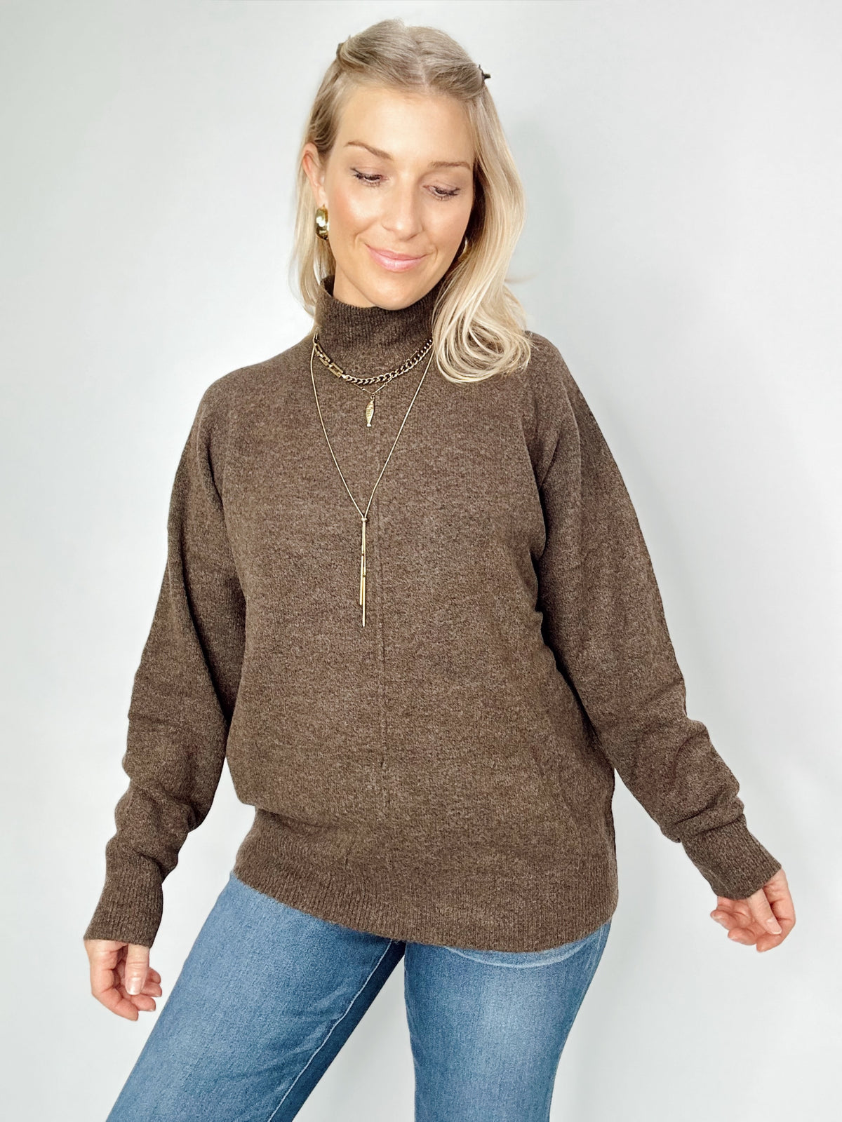 Everly Mock Neck Sweater Cocoa