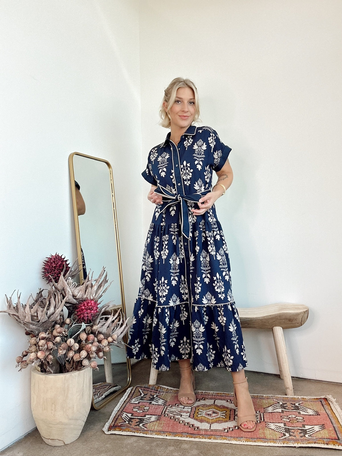 Raya Botanical Print Midi Dress