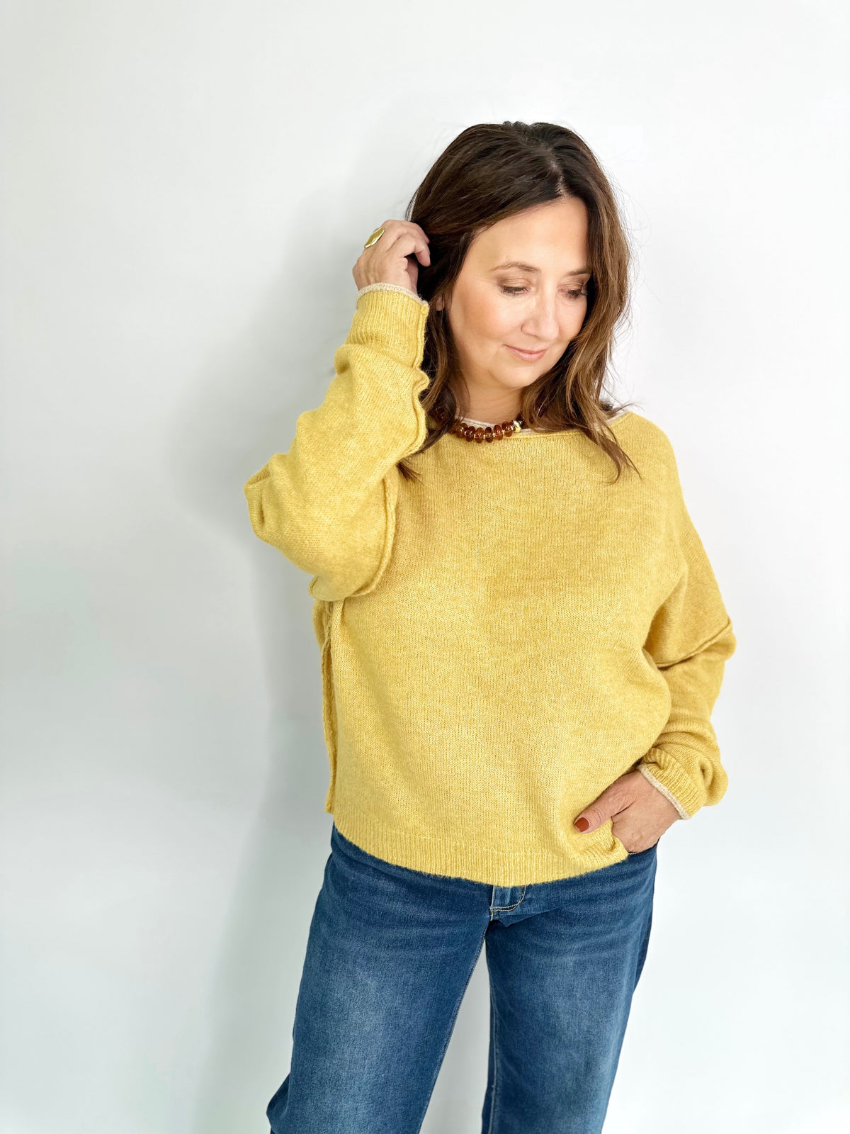 Cassie Cashmere Touch Oversized Sweater Honey Mustard