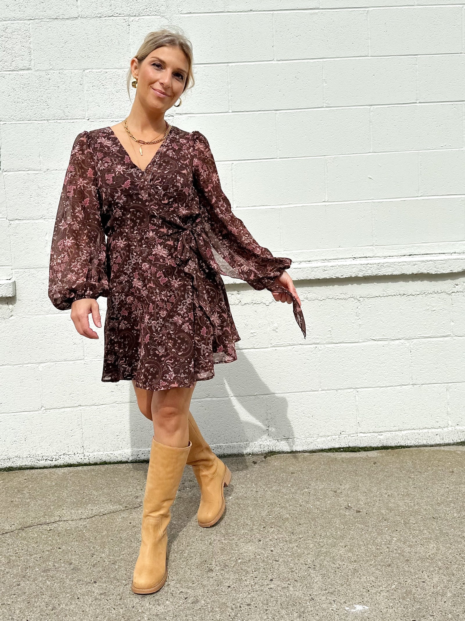 Regina Floral Paisley Wrap Mini Dress