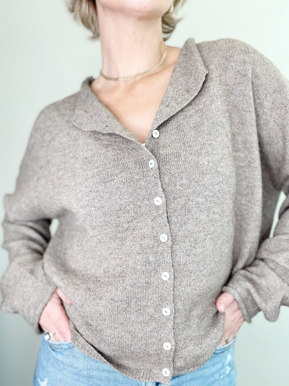 Piper Button Up Cardigan Mocha