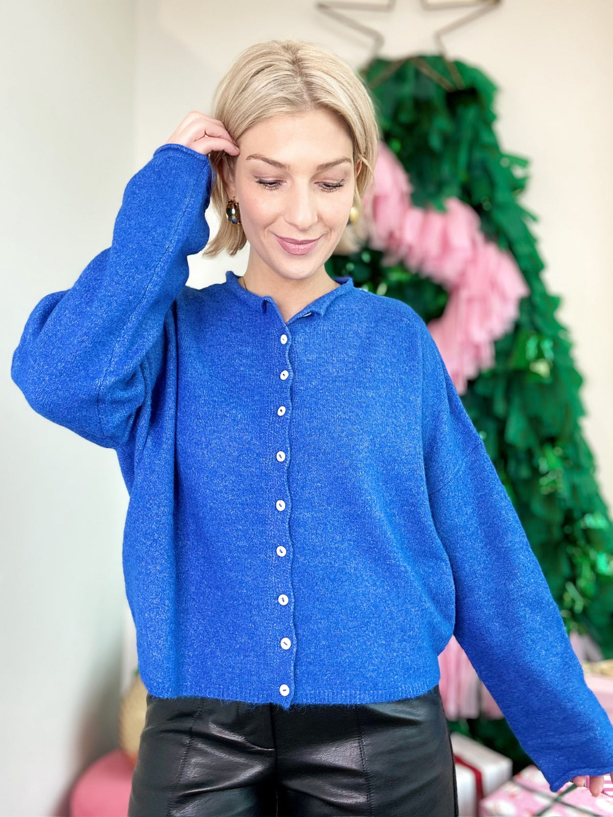 Piper Button Up Cardigan Blue
