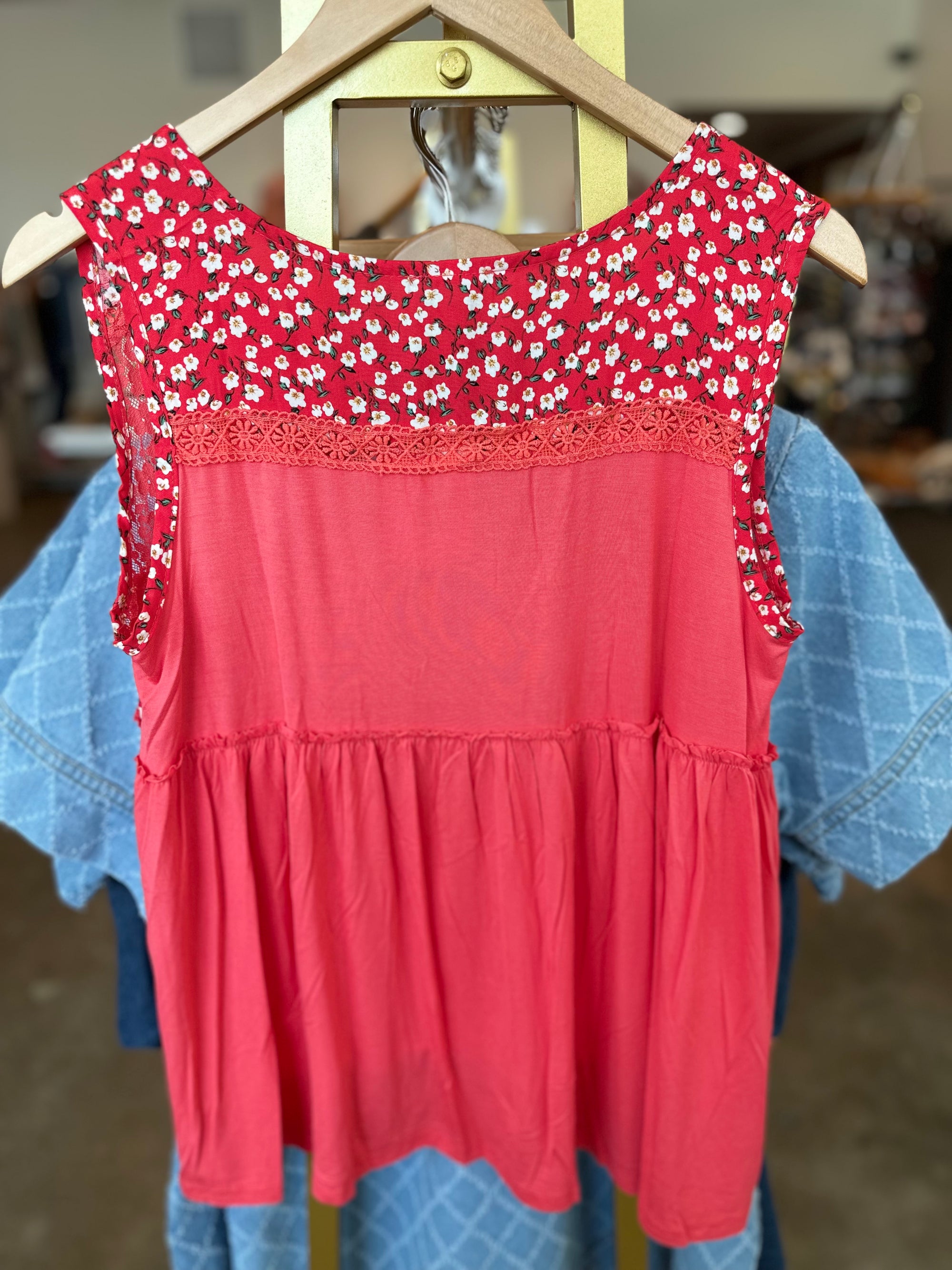 Macy Floral Top Peach Echo