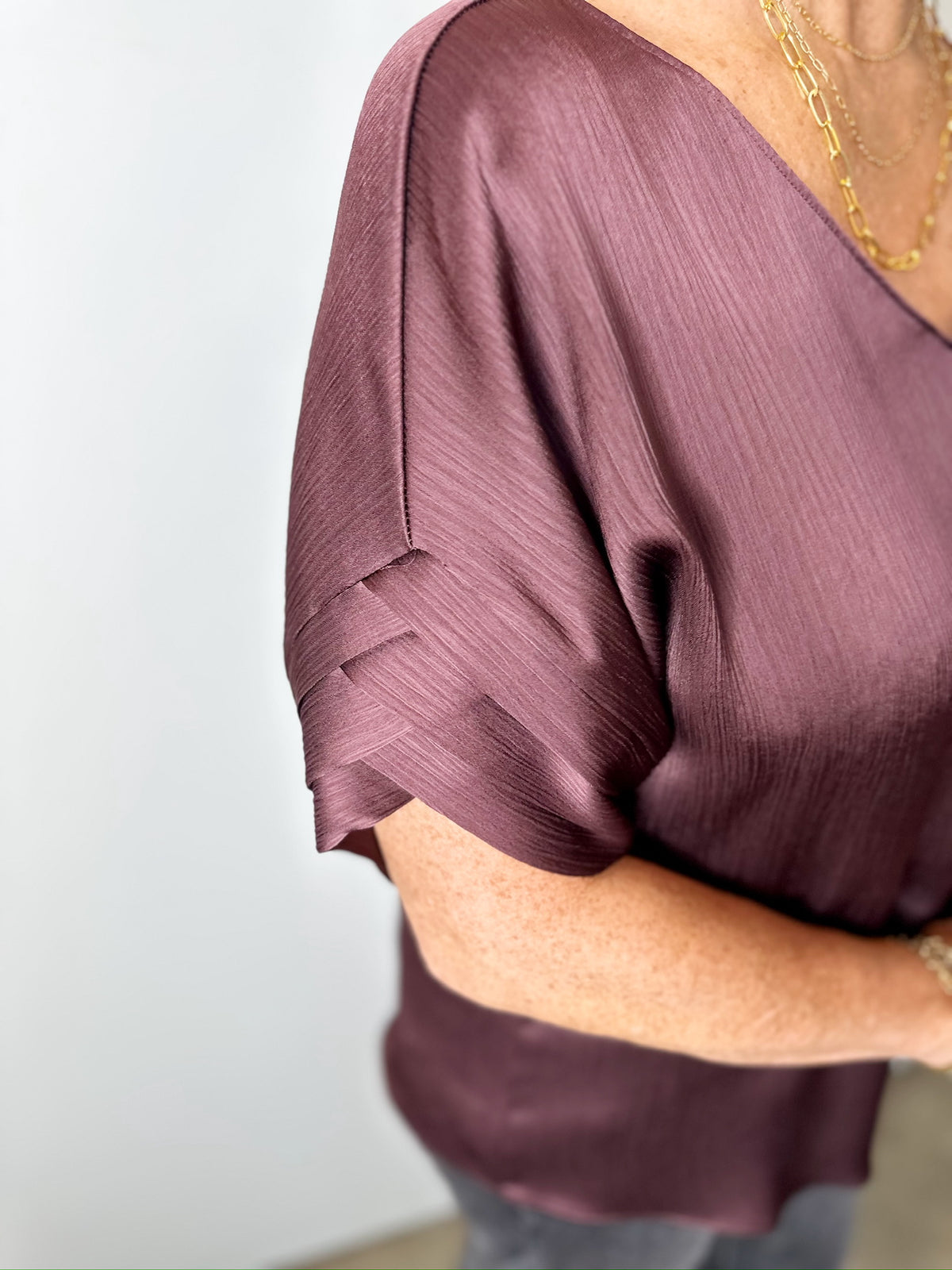 Charlie Crinkle Satin Blouse Chocolate