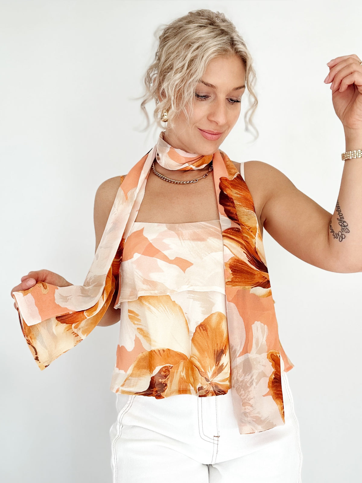 Sharla Scarf Double Layered Top