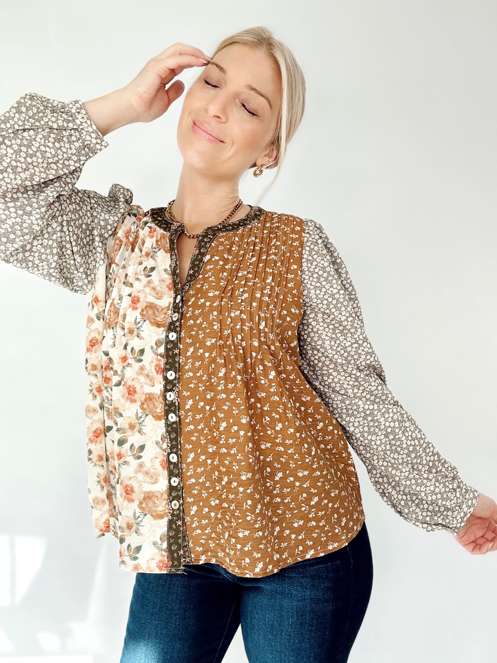 Marney Mixed Floral Print Blouse