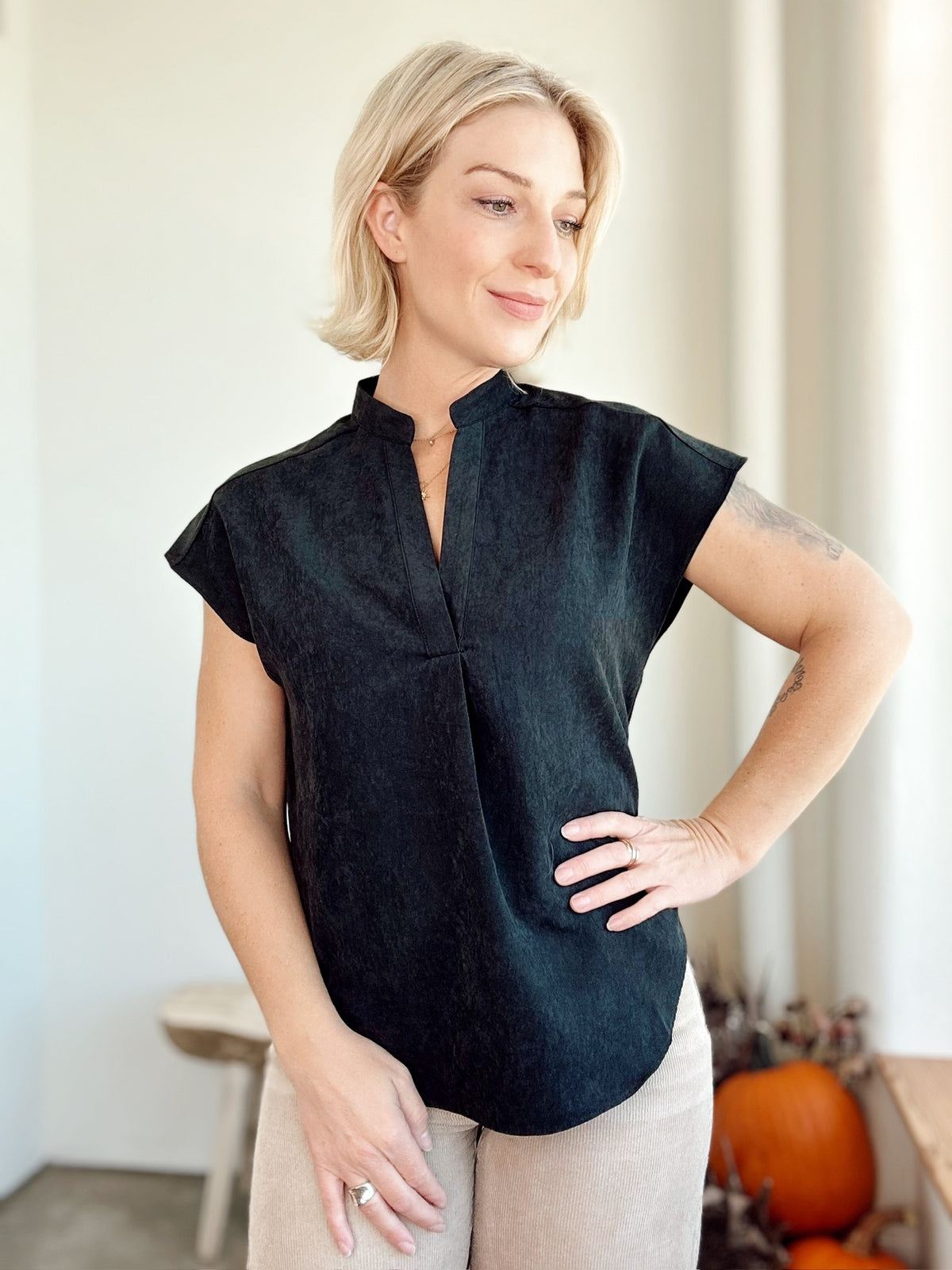 Marley Suede Blouse Black